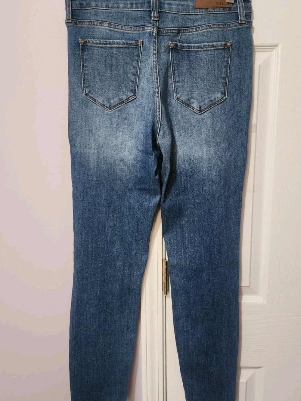 Cello Women's Distressed Medium Blue Skinny Jeans - Picture 3 of 5